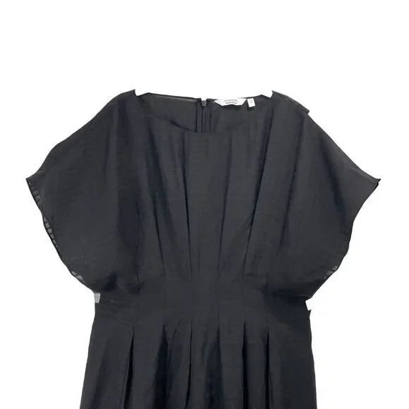 & Other Stories pleated striped midi dress Size 12 black lagenlook modest boho - Picture 2 of 10